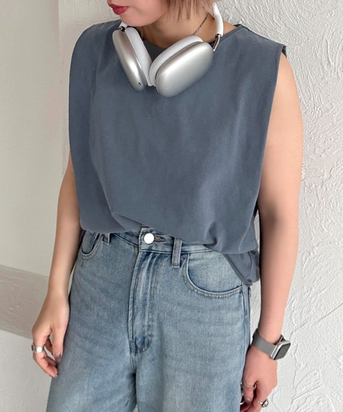 apres jour mignon(アプレジュールミニョン)の「ピグメントノースリーブTシャツ【ZOZOTOWN限定アイテム】(タンクトップ・レディース・ブラウン系その他/オフホワイト/ネイビー/ブラック・X-LARGE/フリー)」の1枚目の写真