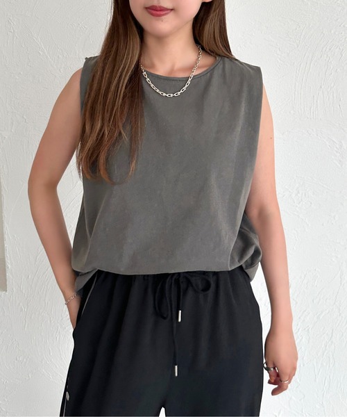 apres jour mignon(アプレジュールミニョン)の「ピグメントノースリーブTシャツ【ZOZOTOWN限定アイテム】(タンクトップ・レディース・ブラウン系その他/オフホワイト/ネイビー/ブラック・X-LARGE/フリー)」の16枚目の写真