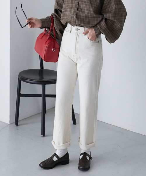 ArgueCultureスタッズ&スパイン刺繍デニムパンツ ハイウェスト ArgueCultureスタッズ&スパイン刺繍デニムパンツ ハイウェスト