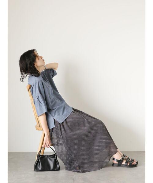 Samansa Mos2 blue（サマンサモスモスブルー）の「ドット柄楊柳スカート（スカート・レディース・ブラック/キャメル/チャコールグレー・F）」の3枚目の写真