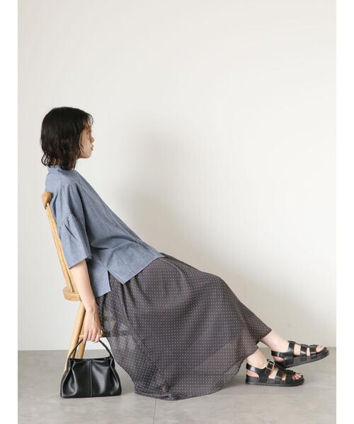 Samansa Mos2 blue（サマンサモスモスブルー）の「ドット柄楊柳スカート（スカート・レディース・ブラック/キャメル/チャコールグレー・F）」の8枚目の写真