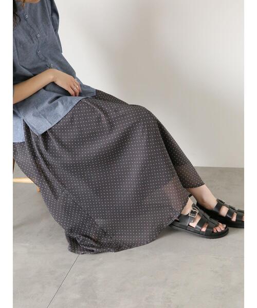 Samansa Mos2 blue（サマンサモスモスブルー）の「ドット柄楊柳スカート（スカート・レディース・ブラック/キャメル/チャコールグレー・F）」の9枚目の写真