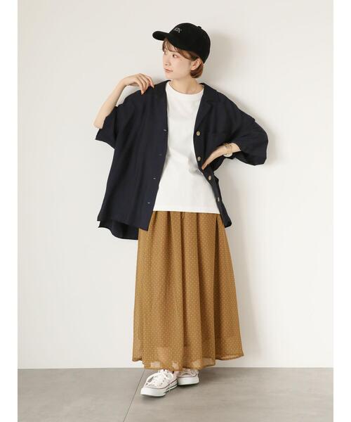 Samansa Mos2 blue（サマンサモスモスブルー）の「ドット柄楊柳スカート（スカート・レディース・ブラック/キャメル/チャコールグレー・F）」の13枚目の写真