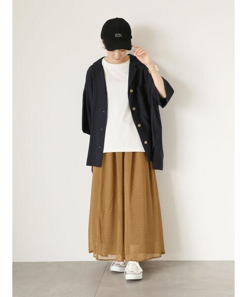 Samansa Mos2 blue（サマンサモスモスブルー）の「ドット柄楊柳スカート（スカート・レディース・ブラック/キャメル/チャコールグレー・F）」の14枚目の写真