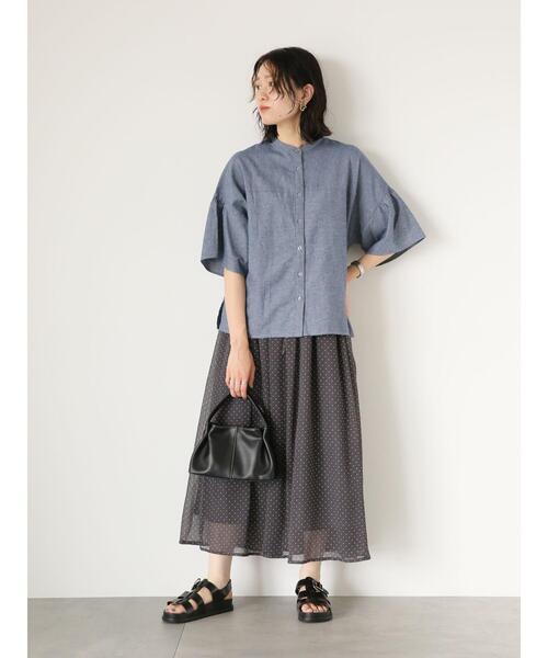 Samansa Mos2 blue（サマンサモスモスブルー）の「ドット柄楊柳スカート（スカート・レディース・ブラック/キャメル/チャコールグレー・F）」の15枚目の写真