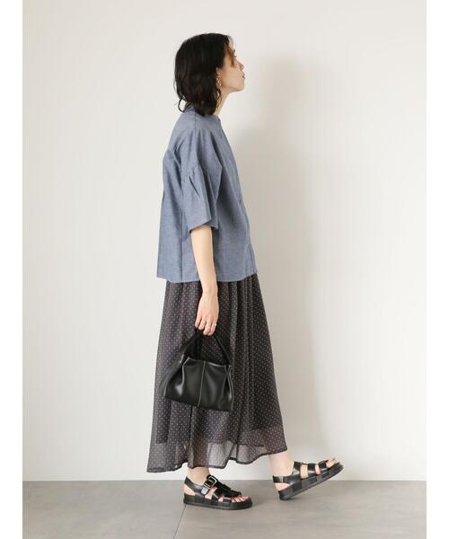 Samansa Mos2 blue（サマンサモスモスブルー）の「ドット柄楊柳スカート（スカート・レディース・ブラック/キャメル/チャコールグレー・F）」の16枚目の写真