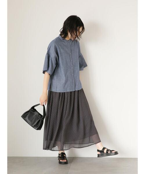 Samansa Mos2 blue（サマンサモスモスブルー）の「ドット柄楊柳スカート（スカート・レディース・ブラック/キャメル/チャコールグレー・F）」の17枚目の写真