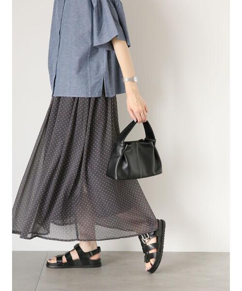 Samansa Mos2 blue（サマンサモスモスブルー）の「ドット柄楊柳スカート（スカート・レディース・ブラック/キャメル/チャコールグレー・F）」の19枚目の写真