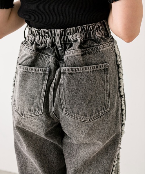 OLIVE des OLIVE（オリーブデオリーブ）の「【S/Mサイズ展開】配色フリンジワイドパンツ　1032030030（デニムパンツ・レディース・ワンウォッシュ/スミクロ・MEDIUM/SMALL）」の20枚目の写真