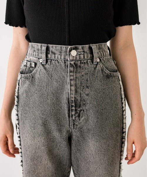 OLIVE des OLIVE（オリーブデオリーブ）の「【S/Mサイズ展開】配色フリンジワイドパンツ　1032030030（デニムパンツ・レディース・ワンウォッシュ/スミクロ・MEDIUM/SMALL）」の21枚目の写真