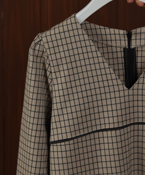 I_am(アイアム)の「check piping pencil ops / チェックパイピングペンシルワンピース(ワンピース・レディース・ベージュ・FREE)」の11枚目の写真