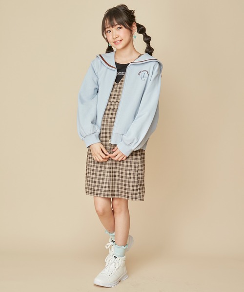 JENNI love ベロアリボンセーラーコート オフホワイト 160 【新品】 JENNI love（ジェニィラブ）の「【コットン100％】セーラー
