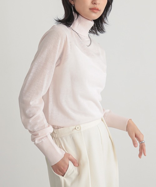for/c（フォーシー）の「[新色追加]ハイネックシアーニット【サスティナブル】（ニット/セーター・レディース・オレンジ/アイボリー/チャコールグレー/ホワイト/ブルー/ブラック/ピンク/ラベンダー/ライトグレー・LL/M/L）」の8枚目の写真