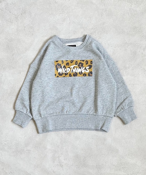 WILD THINGS(ワイルドシングス)の「【WILD THINGS】別注プリントトレーナー(90~150cm)(スウェット・キッズ・ベージュ/パープル/杢グレー/ブラック・140/150/130/100/110/120/90)」の3枚目の写真