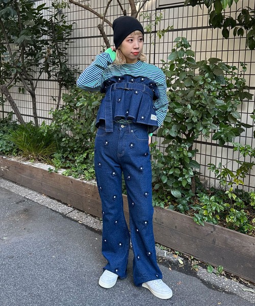 HELLO.SANFRANCISCO(ハローサンフランシスコ)の「【HELLO.SANFRANCISCO/ハローサンフランシスコ】フラワーモチーフフレアデニム(デニムパンツ・レディース・インディゴブルー・FREE)」の21枚目の写真