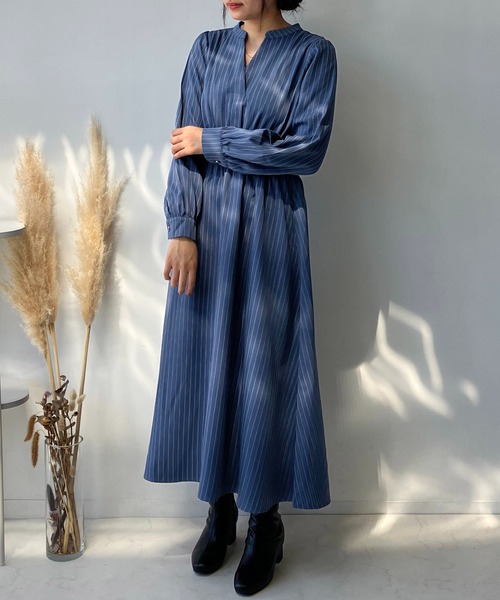 AS KNOW AS plus（アズノゥアズプラス）の「☆バックレースアップスキッパーワンピース（ワンピース・レディース・ブラック系/グレー系/ブルー系/ダークグリーン・FREE）」の4枚目の写真