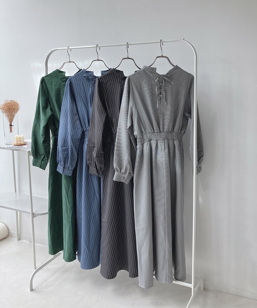 AS KNOW AS plus（アズノゥアズプラス）の「☆バックレースアップスキッパーワンピース（ワンピース・レディース・ブラック系/グレー系/ブルー系/ダークグリーン・FREE）」の13枚目の写真