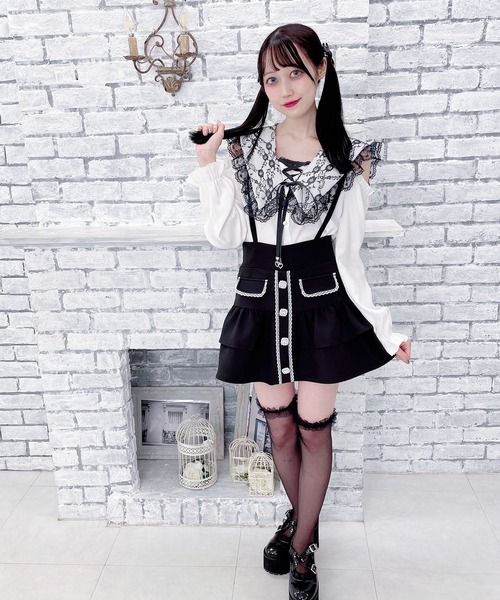 MA*RS(アメーバーマーズ)の「肩開きレーススピンドルセーラーブラウス(シャツ/ブラウス・レディース・ホワイト/ホワイト×ピンク/ブラック/ピンク・FREE)」の9枚目の写真