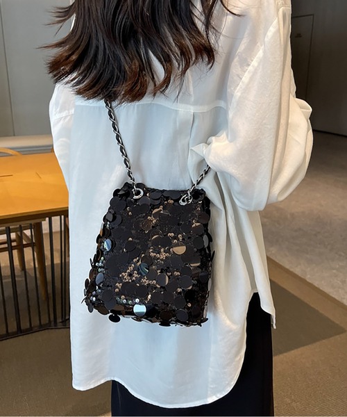 LA VORAGINE（ラ ヴォラジネ）の「スパンコールショルダーバッグ/結婚式.パーティーバッグ（ショルダーバッグ・レディース・ブラウン/シルバー/ブラック・FREE）」の4枚目の写真