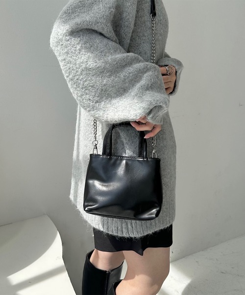 LE MORE（リモア）の「2wayミニトートチェーンバッグ（ショルダーバッグ・レディース・ブラック/シルバー・FREE）」の2枚目の写真