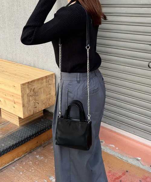 LE MORE（リモア）の「2wayミニトートチェーンバッグ（ショルダーバッグ・レディース・ブラック/シルバー・FREE）」の10枚目の写真