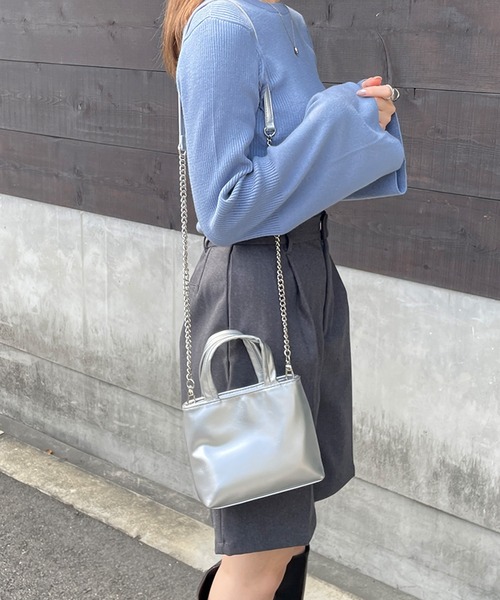 LE MORE（リモア）の「2wayミニトートチェーンバッグ（ショルダーバッグ・レディース・ブラック/シルバー・FREE）」の19枚目の写真