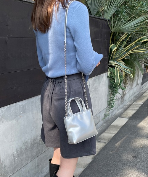 LE MORE（リモア）の「2wayミニトートチェーンバッグ（ショルダーバッグ・レディース・ブラック/シルバー・FREE）」の21枚目の写真