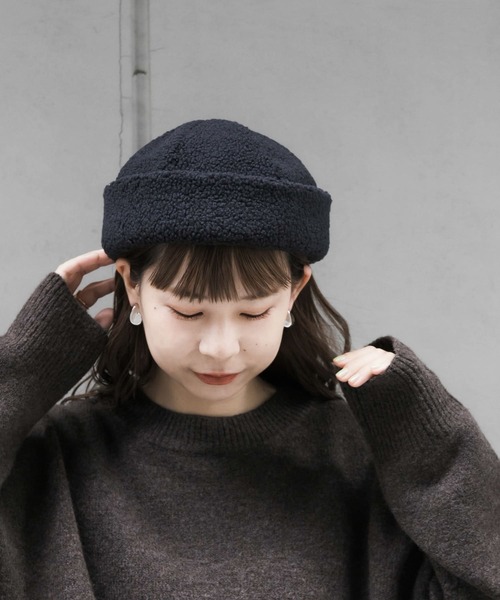 SMELLY(スメリー)の「ボアロールワッチ(ニットキャップ/ビーニー・レディース・モカ/チャコールグレー・-)」の12枚目の写真