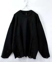 ダメージ加工バルキークルーニット