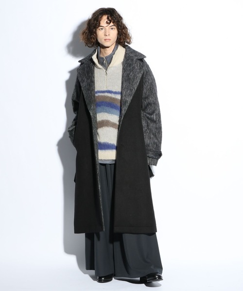 HARE（ハレ）の「ドッキングシャギーコート(HARE)（ダッフルコート・メンズ・グレー/ブラック・SMALL/MEDIUM）」の3枚目の写真