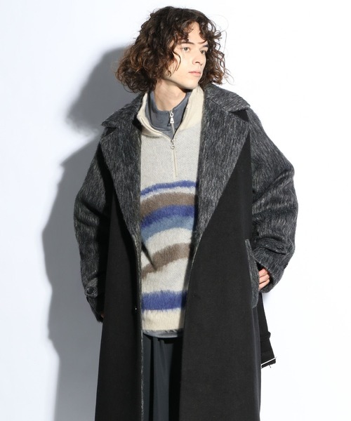 HARE（ハレ）の「ドッキングシャギーコート(HARE)（ダッフルコート・メンズ・グレー/ブラック・SMALL/MEDIUM）」の5枚目の写真