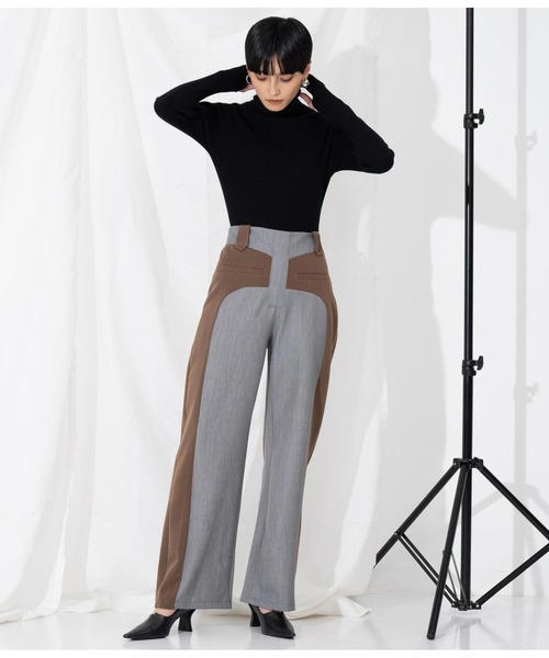 Settimissimo（セッティミッシモ）の「ITALYバイカラーデザイン フレアパンツ（その他パンツ・レディース・キャメル/ブラック・S）」の10枚目の写真