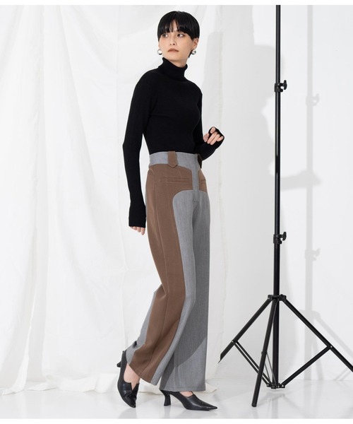 Settimissimo（セッティミッシモ）の「ITALYバイカラーデザイン フレアパンツ（その他パンツ・レディース・キャメル/ブラック・S）」の11枚目の写真