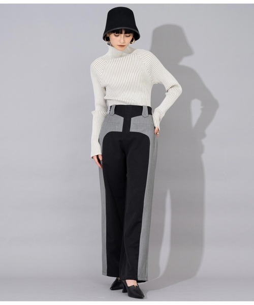 Settimissimo（セッティミッシモ）の「ITALYバイカラーデザイン フレアパンツ（その他パンツ・レディース・キャメル/ブラック・S）」の6枚目の写真