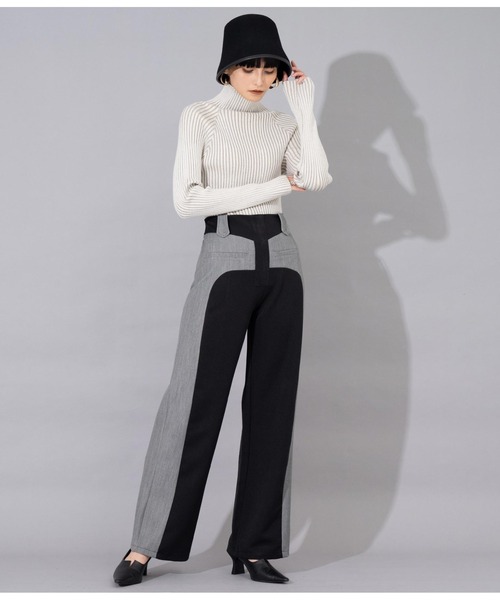 Settimissimo（セッティミッシモ）の「ITALYバイカラーデザイン フレアパンツ（その他パンツ・レディース・キャメル/ブラック・S）」の4枚目の写真