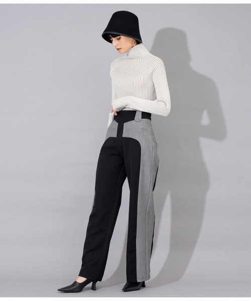 Settimissimo（セッティミッシモ）の「ITALYバイカラーデザイン フレアパンツ（その他パンツ・レディース・キャメル/ブラック・S）」の5枚目の写真