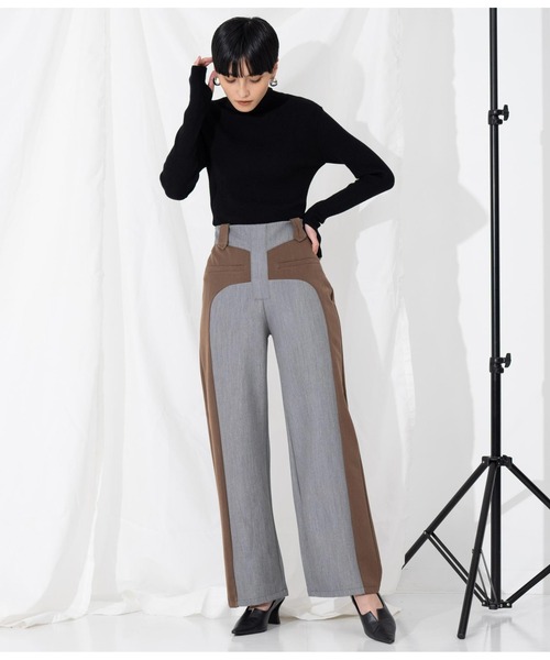 Settimissimo（セッティミッシモ）の「ITALYバイカラーデザイン フレアパンツ（その他パンツ・レディース・キャメル/ブラック・S）」の9枚目の写真