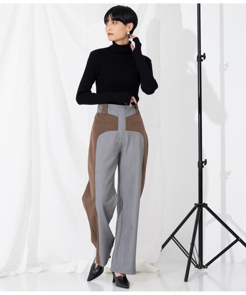 Settimissimo（セッティミッシモ）の「ITALYバイカラーデザイン フレアパンツ（その他パンツ・レディース・キャメル/ブラック・S）」の12枚目の写真