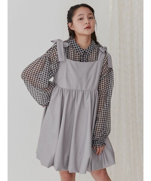 merry jenny（メリージェニー）の「リボンバルーンミニワンピース（ワンピース・レディース・ブラック/ブルー/ライトグレー・FREE）」の4枚目の写真