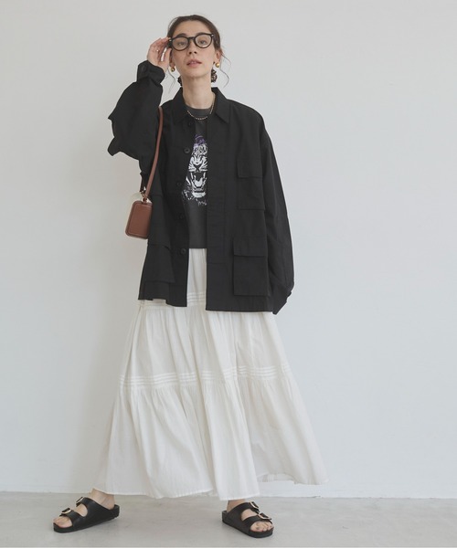 ANGIE（アンジー）の「ミリタリー シャツジャケット（ミリタリージャケット・レディース・ブラック/カーキ・FREE）」の22枚目の写真