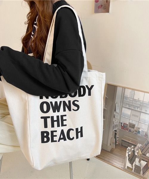 Miniministore（ミニミニストア）の「ロゴ キャンバス トートバッグ 2way（トートバッグ・レディース・ホワイト/アクア/アイボリー/ピンク/ブラック/グリーン/イエロー・FREE）」の2枚目の写真