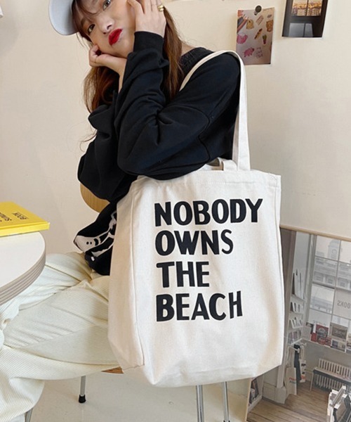 Miniministore（ミニミニストア）の「ロゴ キャンバス トートバッグ 2way（トートバッグ・レディース・ホワイト/アクア/アイボリー/ピンク/ブラック/グリーン/イエロー・FREE）」の9枚目の写真