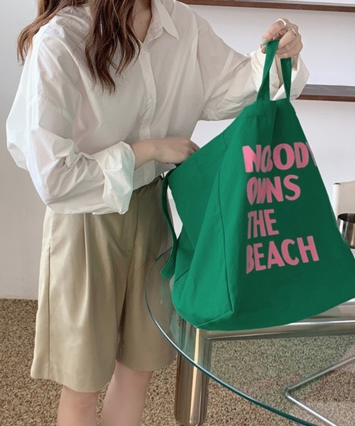 Miniministore（ミニミニストア）の「ロゴ キャンバス トートバッグ 2way（トートバッグ・レディース・ホワイト/アクア/アイボリー/ピンク/ブラック/グリーン/イエロー・FREE）」の18枚目の写真