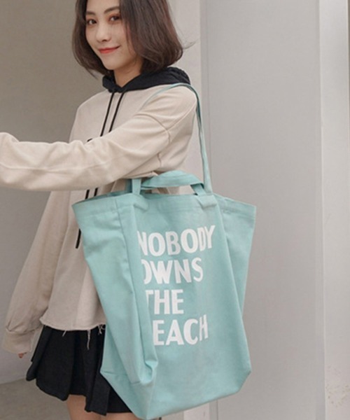 Miniministore（ミニミニストア）の「ロゴ キャンバス トートバッグ 2way（トートバッグ・レディース・ホワイト/アクア/アイボリー/ピンク/ブラック/グリーン/イエロー・FREE）」の19枚目の写真