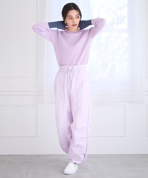 BAYFLOW（ベイフロー）の「ギャザーウエストパンツ（その他パンツ・レディース・ブラック/アイボリー/パープル・SMALL/MEDIUM）」の11枚目の写真