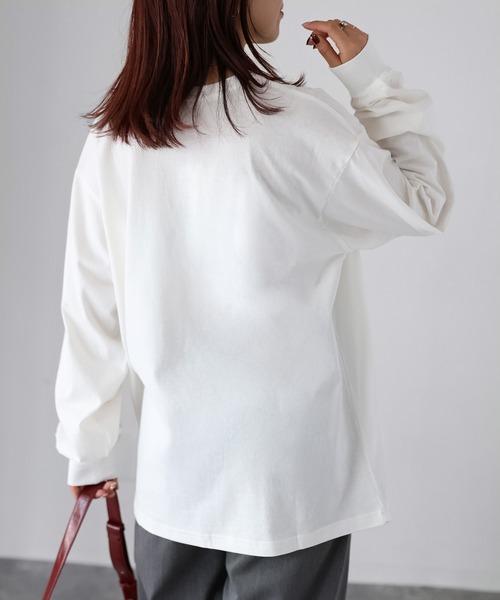 Riberry（リベリー）の「めがねキツネ胸刺繍ロンT（Tシャツ/カットソー・レディース・オフホワイト/オートミール/チャコールグレー・FREE）」の18枚目の写真