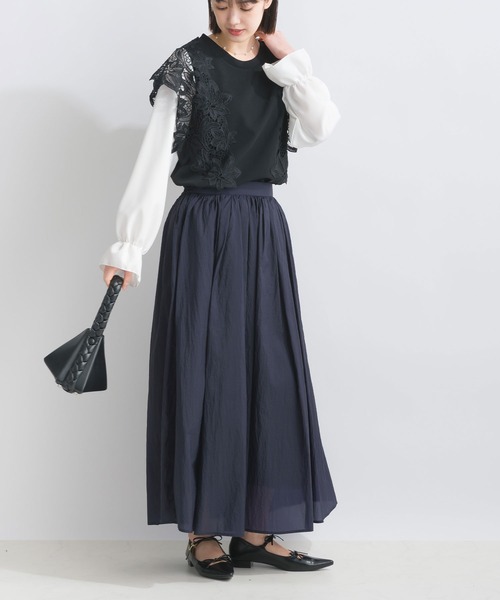 PICCIN(ピッチン)の「シアーオーガンギャザースカート(スカート・レディース・ネイビー/ブルー/イエロー・M)」の9枚目の写真