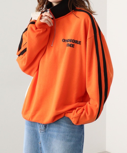 セール】裏毛 配色 ﾊﾞｯｸﾌﾟﾘﾝﾄ ﾊｰﾌｼﾞｯﾌﾟ ｽｳｪｯﾄ（スウェット