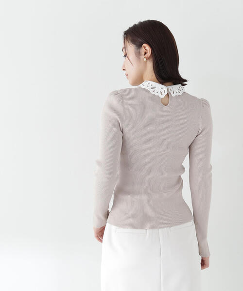 NATURAL BEAUTY BASIC（ナチュラルビューティーベーシック）の「◇カットワークカラーリブニット（ニット/セーター・レディース・ブラック系その他/オフホワイト/ベージュ系その他・FREE）」の11枚目の写真