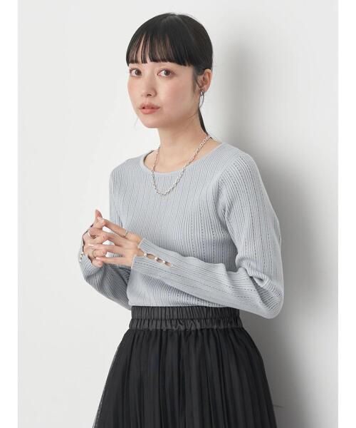 earth music&ecology(アースミュージックアンドエコロジー)の「ランダムリブパールニットプルオーバー(ニット/セーター・レディース・オフホワイト/サックスブルー/イエロー/ネイビー・S/M)」の7枚目の写真